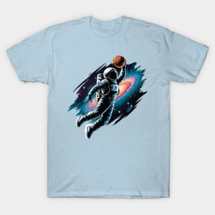 Astronaut Playing Basketball In Dunk Position T-Shirt